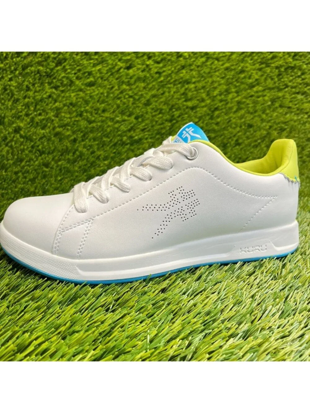 Kuru Roam Classic Court Womens Size 6 White Lime Athletic Leather Shoes Sneakers